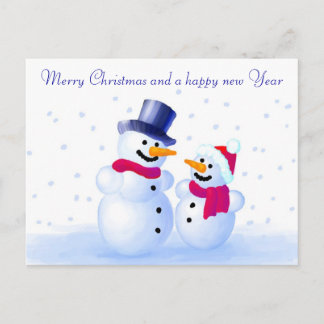 Snowman Postcard Helg Vykort