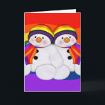 Snowman Pride Helgkort<br><div class="desc">Pride julkort med en söt snöman i en regnbågsscarf för gay-pride och en ullmössa på en regnbågsbakgrund. Finns även med två snömän i butik. Julkort från Ricaso Pride</div>
