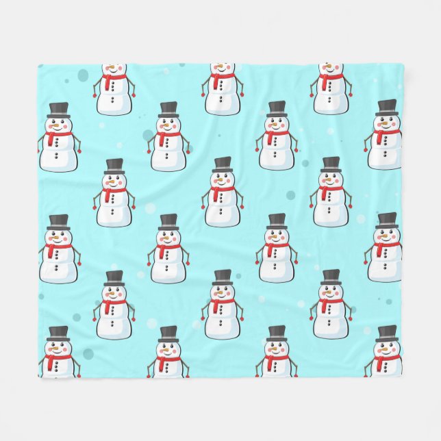 Snowman Seamless Pattern  Fleecefilt (Framsidan (Horisontell))