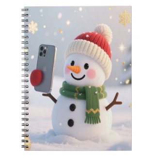 Snowman Selfie Spiral Photo Notebook Anteckningsbok