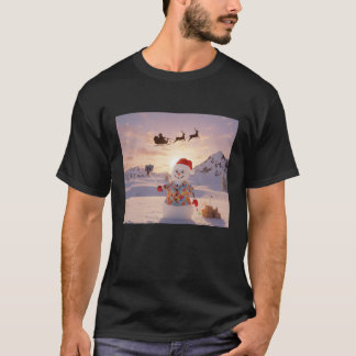snowman Selfie with Santa Funny Christmas for Men T Shirt
