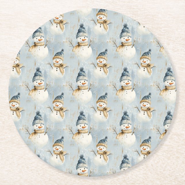 Snowman Serenade Underlägg Papper Rund (Framsidan)