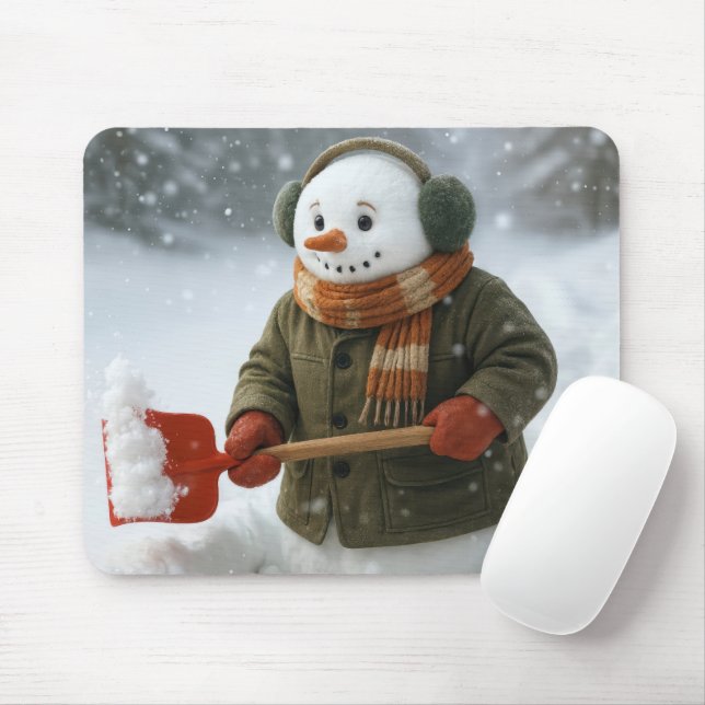 Snowman Shoveling Snow Musmatta (Med mus)