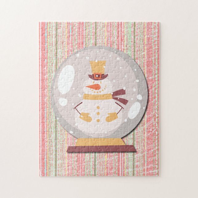 Snowman Snow Globe Retro Puzzle Art Pussel (Vertikal)