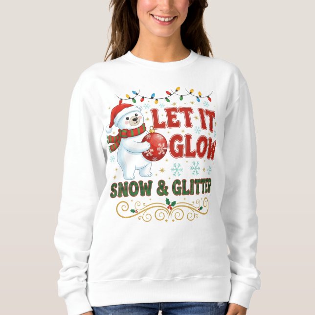Snowman & Snowflake Glitter T Shirt (Framsida)
