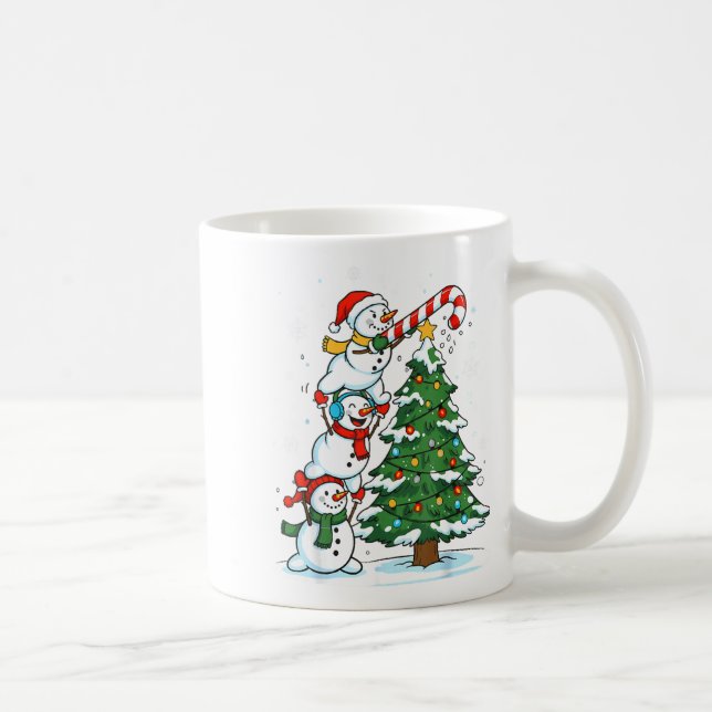 Snowman Snowflake, Merry Christmas Tree, Xmas Holi Kaffemugg (Höger)