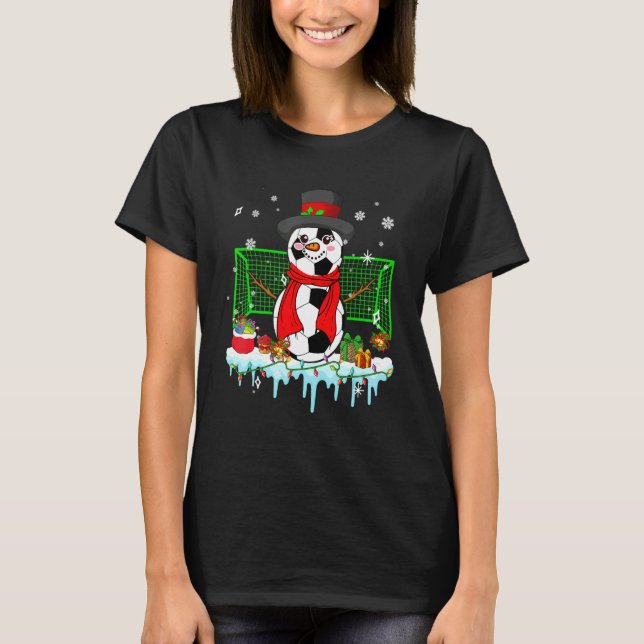 Snowman Soccer Balls Christmas Soccer Player  Fami T Shirt (Framsida)