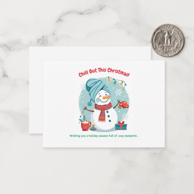 Snowman Spa Day – Funny Christmas Greeting Card Anteckningskort (Fram/Back In Situ)