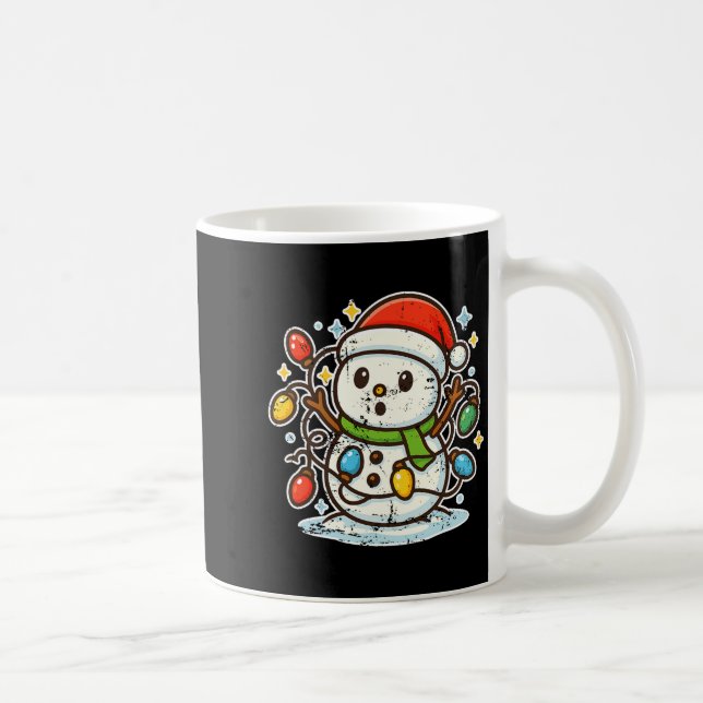 Snowman Tangled In Holiday Lights Premium Tri-blen Kaffemugg (Höger)