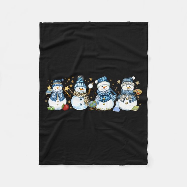 Snowman Teacher Winter Leopard Clroom Cute Blue St Fleecefilt (Framsidan)