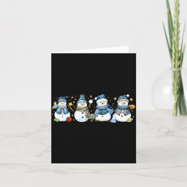 Snowman Teacher Winter Leopard Clroom Cute Blue St Kort (Framsida)