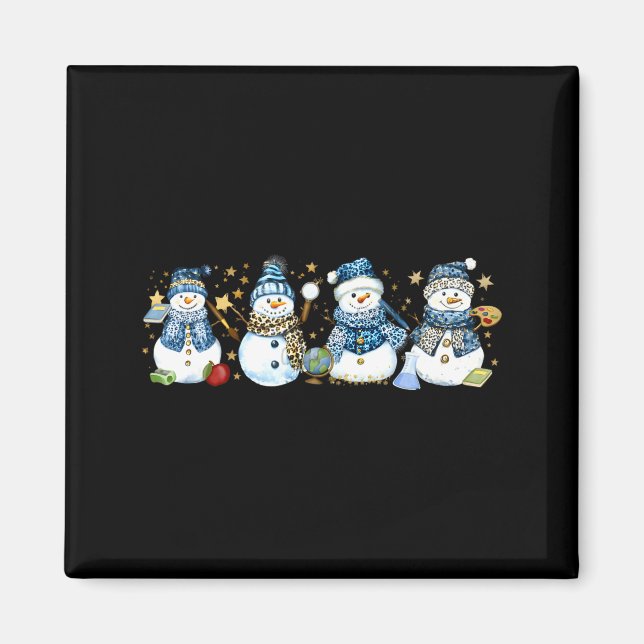 Snowman Teacher Winter Leopard Clroom Cute Blue St Magnet (Framsidan)