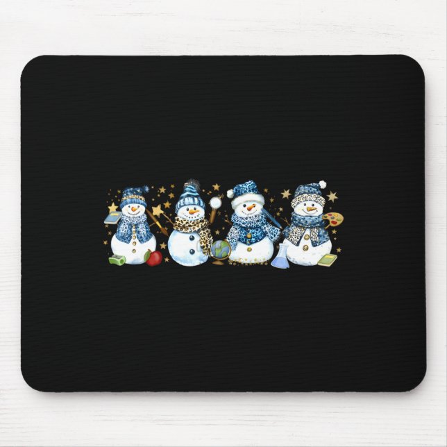 Snowman Teacher Winter Leopard Clroom Cute Blue St Musmatta (Framsidan)