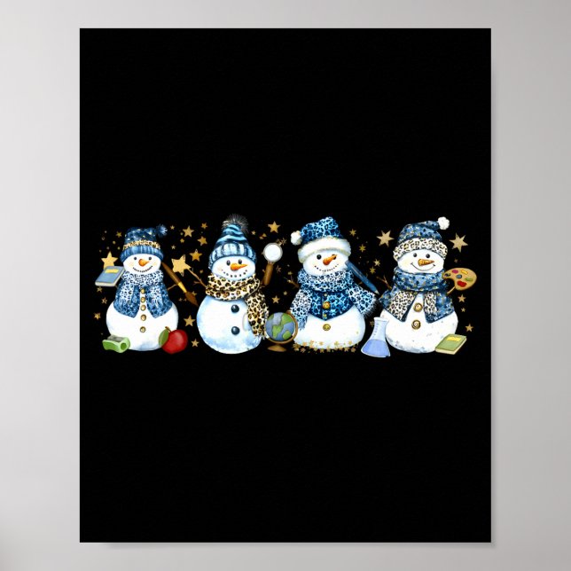 Snowman Teacher Winter Leopard Clroom Cute Blue St Poster (Framsidan)
