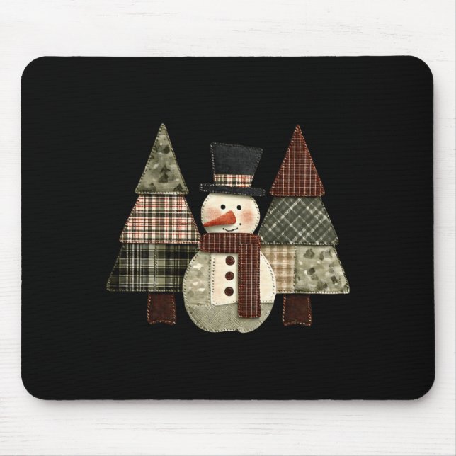 Snowman Trees Patchwork Plaid Trees Rustic Christm Musmatta (Framsidan)