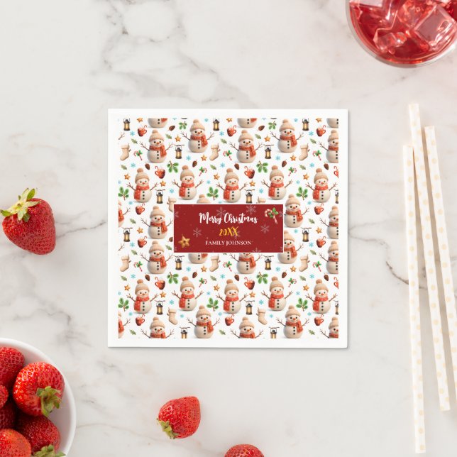 Snowman Winter Holiday - Merry Christmas Pappersservett (Insitu)