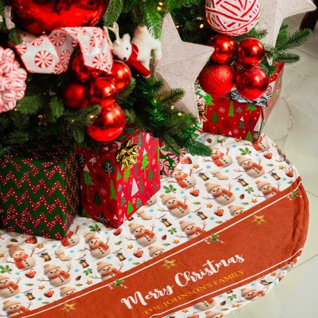 Snowman Winter Holidays - Merry Christmas Julgransmatta Fleece (Skapare uppladdad)