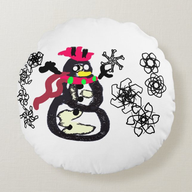 Snowman winter  rund kudde (Framsidan)