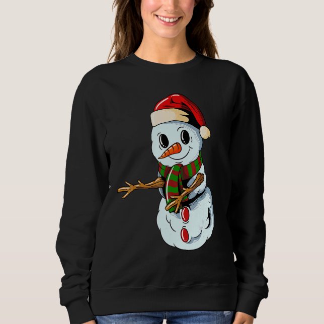 Snowman with Christmashat Floss Dance on Christmas T Shirt (Framsida)