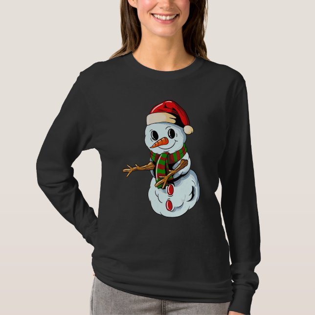 Snowman with Christmashat Floss Dance on Christmas T Shirt (Framsida)