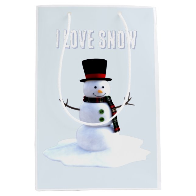 Snowman with hat and scarf. I Love Snow (Framsidan)