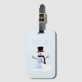 Snowman with hat and scarf. I Love Snow Bagagebricka