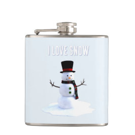 Snowman with hat and scarf. I Love Snow Fickplunta