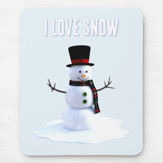 Snowman with hat and scarf. I Love Snow Musmatta (Framsidan)