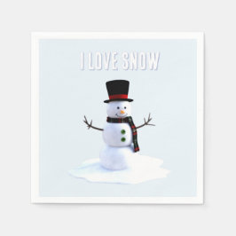 Snowman with hat and scarf. I Love Snow Pappersservett