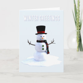 Snowman with hat and scarf. Winter Greetings Kort