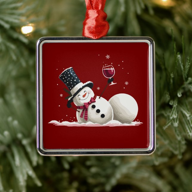 Snowman With Wine Christmas Gift Xmas Holiday  Julgransprydnad Metall (Träd)