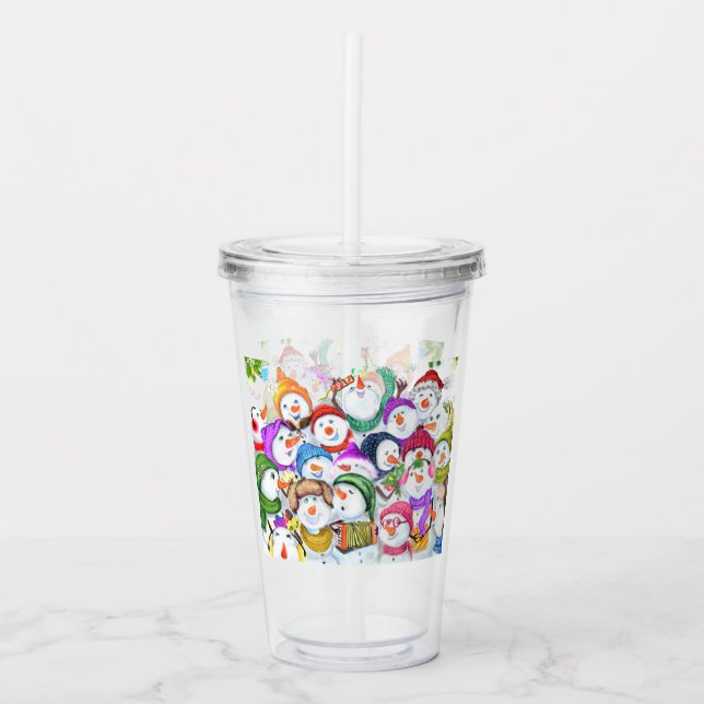 Snowmans jul Akrlic Tumbler Gift Take Away Mugg (Framsida)