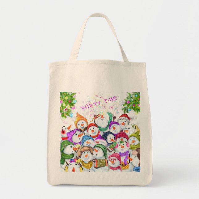 Snowmans jul Tote Bag Gift Firande Tygkasse (Framsidan)