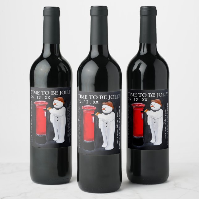 Snowman's Letter to Santa Christmas Wine Label Vinflaska Etikett (Flaskor)