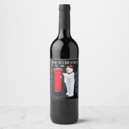 Snowman's Letter to Santa Christmas Wine Label Vinflaska Etikett