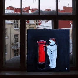 Snowman's Letter to Santa Painting by Alfred Fox Canvastryck