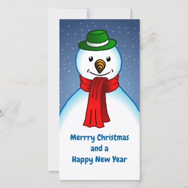 Snowmans Merry Christmas and Happy New Year Julkort (Framsida)