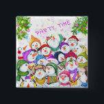 Snowmans Party Funny julklapp Gift Knapp<br><div class="desc">Knappar med Lycklig Snowmans God jul Party Funny Teckning Tecknad Snögubbe och text - Välj / lägg till din unika text / teckensnitt / Färg - Gör din Speciella knappgåva - Ändra storlek och flytta eller ta bort och lägg till inslag / bild med anpassning verktyg! - Teckning och MJÖLKS...</div>