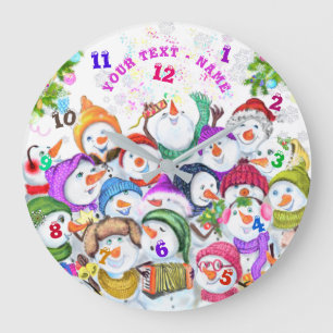 Snowmans Party-julklapp Anpassningsbar Text Namn Stor Klocka
