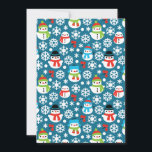 Snowmans & Snöflingor Seamless Mönster Julkort<br><div class="desc">Lustigt vinter mönster med snögubbar,  snöflingor,  snöboll och rowanberry.</div>