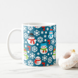 Snowmans & Snöflingor Seamless Mönster Kaffemugg