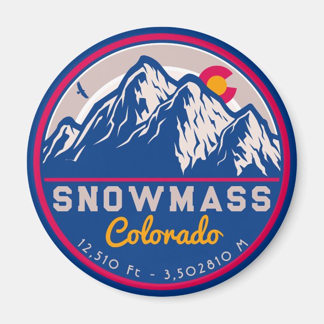 Snowmass Colorado Aspen rocky mountains Skiing Magnet (Framsidan)