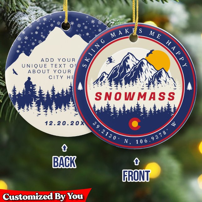 Snowmass Colorado Flagga Mountain Ski Souvenir Julgransprydnad Keramik (Skapare uppladdad)