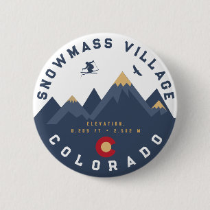 Snowmass Colorado Flagga Retro Sunset Ski Souvenir Knapp