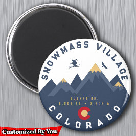 Snowmass Colorado Flagga Retro Sunset Ski Souvenir Magnet
