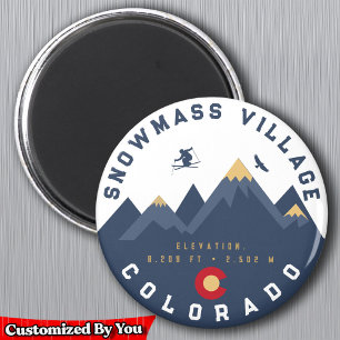 Snowmass Colorado Flagga Retro Sunset Ski Souvenir Magnet