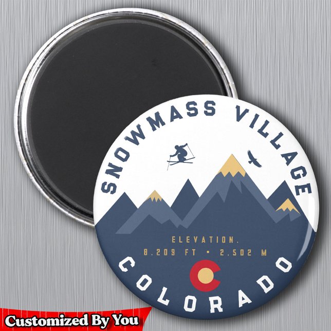 Snowmass Colorado Flagga Retro Sunset Ski Souvenir Magnet (Skapare uppladdad)