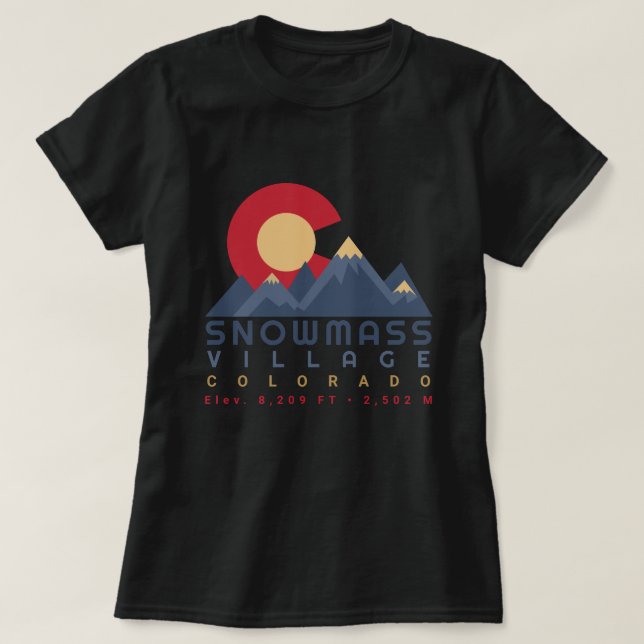 Snowmass Colorado Flagga Retro Sunset Ski Souvenir T Shirt (Design framsida)