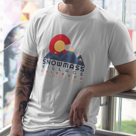 Snowmass Colorado Flagga Retro Sunset Ski Souvenir T Shirt