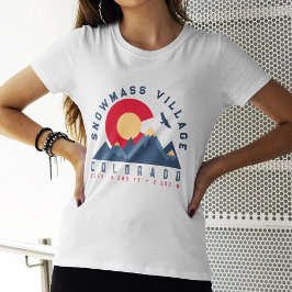 Snowmass Colorado Flagga Retro Sunset Ski Souvenir T Shirt